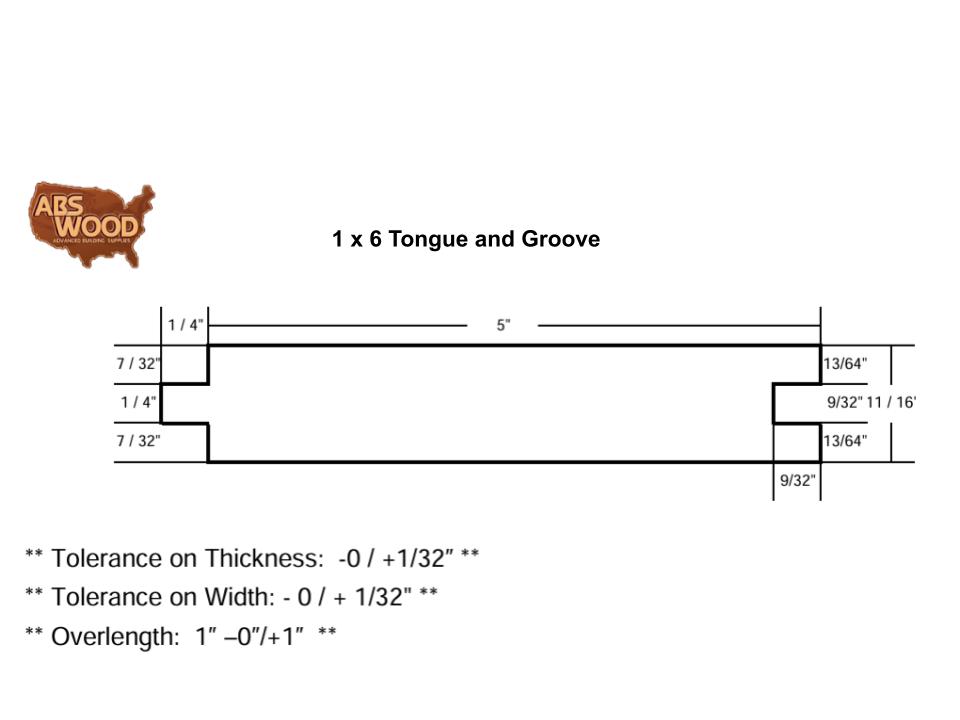 1 x 6 Tongue & Groove 1 x 6 Tongue & Groove