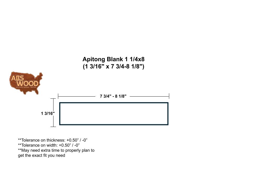 Apitong Blank 1 1_4x8 (1 3_16_ x 7 3_4-8 1_8_) Apitong Blank 1 1_4x8 (1 3_16_ x 7 3_4-8 1_8_)